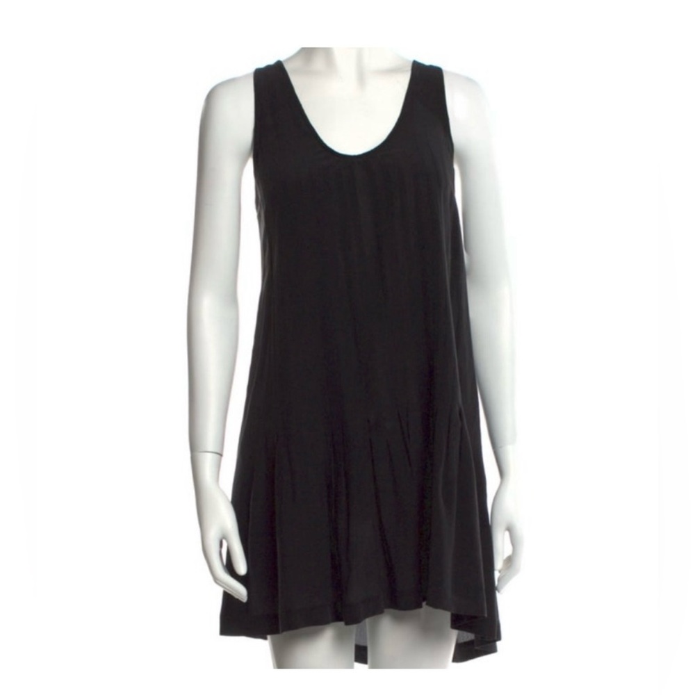 NEW Joie Black Silk Mini Dress with pintuck and pleat detail S